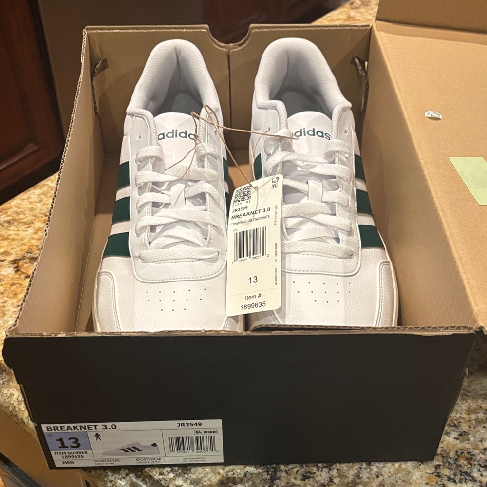 Adidas Breaknet 3.0 Men's White and Dark Green Sneakers